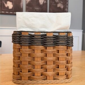 Woven Basket Tissue Holder - Brown and Gray